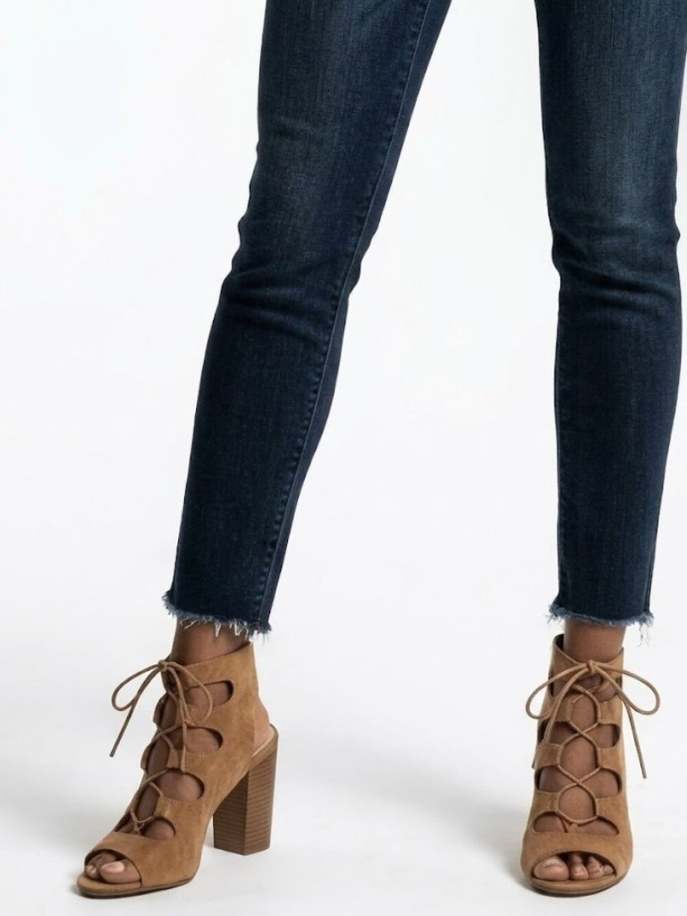 Chinese Laundry Boho Lace Up Block Heels Tan Suede Gladiator Sandal 8.5